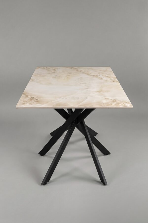 TABLE A MANGER OLIVIA 1m50 MARBRE PIED NOIR - Tables à manger