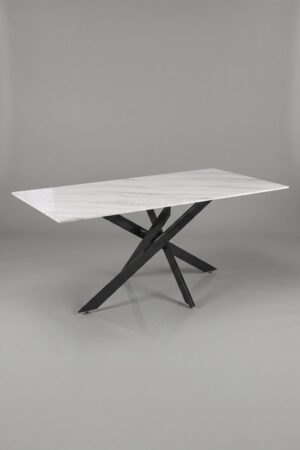 TABLE A MANGER OLIVIA 1m50 MARBRE PIED NOIR - Tables à manger