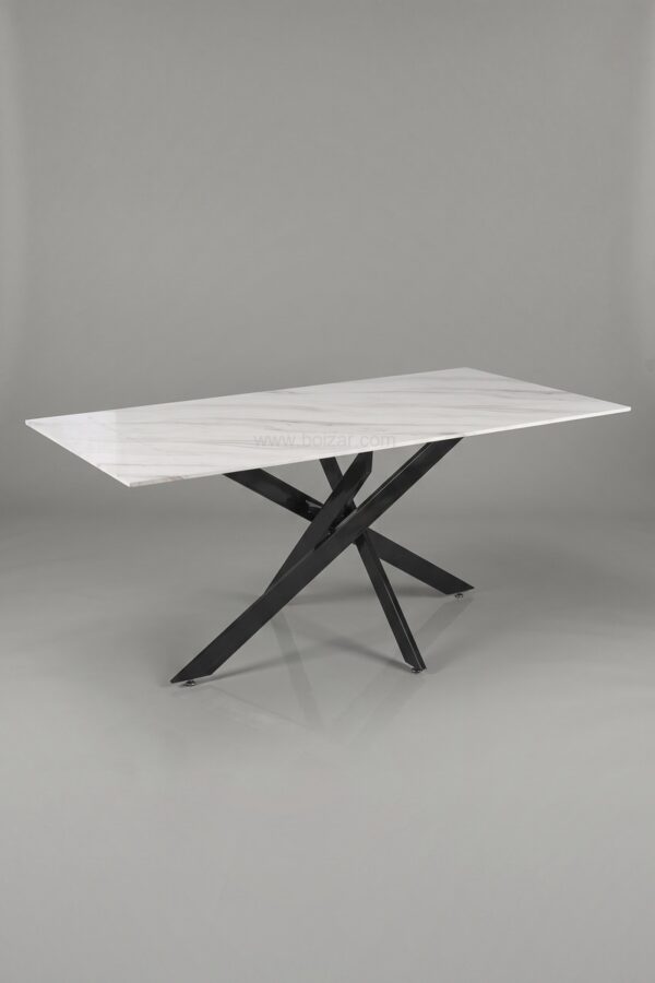 TABLE A MANGER OLIVIA 1m50 MARBRE PIED NOIR - Tables à manger
