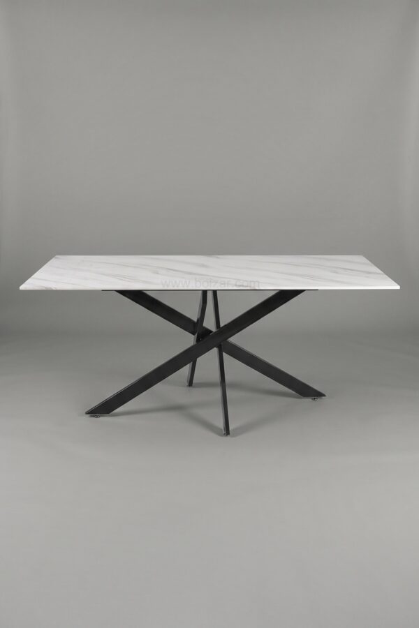 TABLE A MANGER OLIVIA 1m50 MARBRE PIED NOIR - Tables à manger