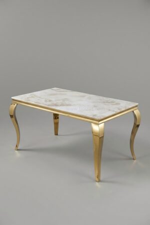 TABLE BAROQUE MARBRE DORE 180 - Tables à manger