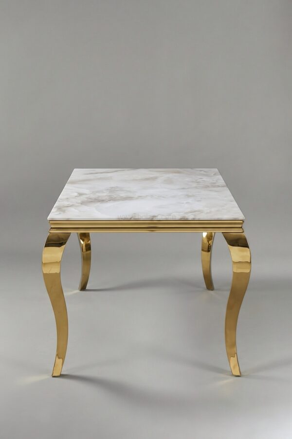 TABLE BAROQUE MARBRE DORE 180 - Tables à manger