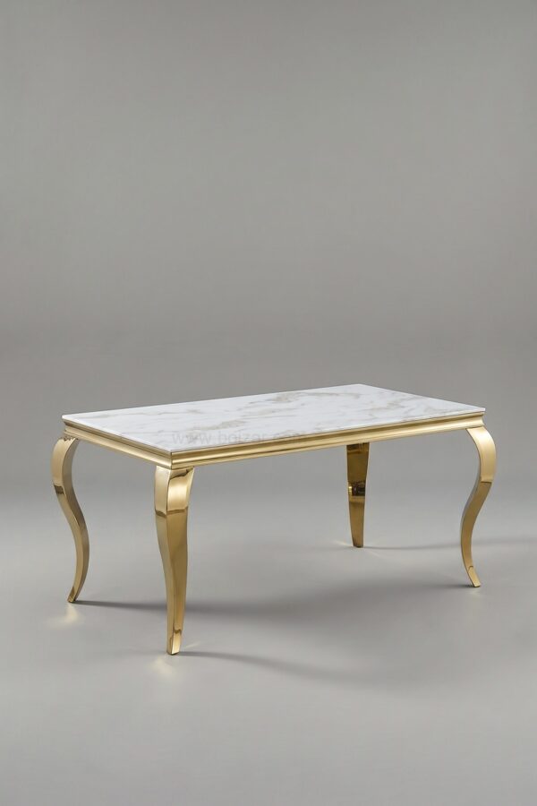 TABLE BAROQUE MARBRE DORE 180 - Tables à manger