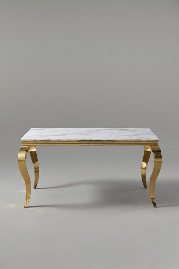 TABLE BAROQUE MARBRE DORE 180 - Tables à manger