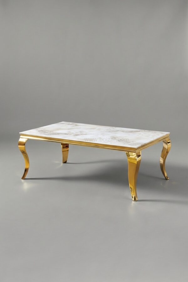 TABLE BASSE BAROQUE MARBRE DORE - Tables basses