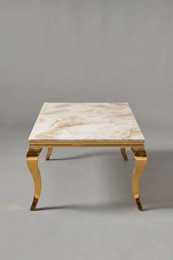 TABLE BASSE BAROQUE MARBRE DORE - Tables basses