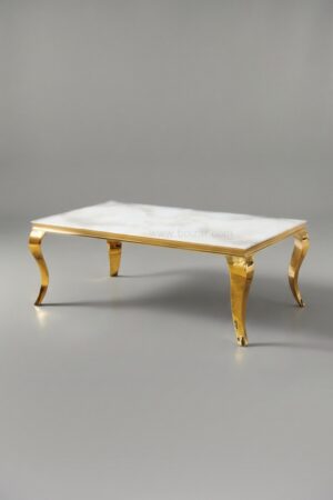 TABLE BASSE BAROQUE MARBRE DORE - Tables basses