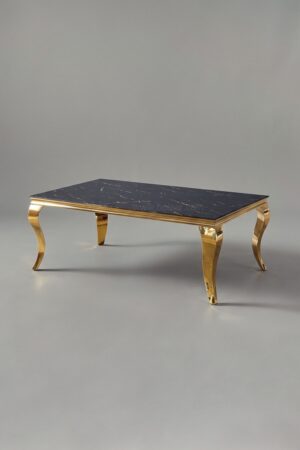 TABLE BASSE BAROQUE MARBRE DORE - Tables basses