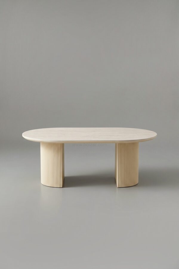 TABLE BASSE CALYPSO CERAMIQUE TRAVERTIN NOYER 120 - Tables basses