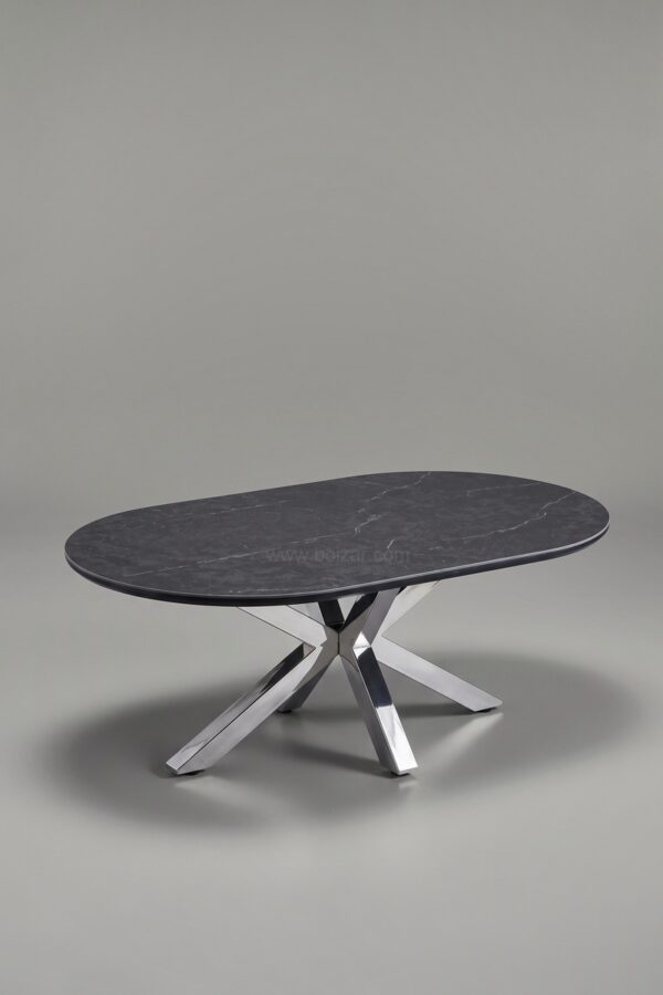 TABLE BASSE CERAMIQUE OPHELIA MARBRE BLANC CHROME - Tables basses