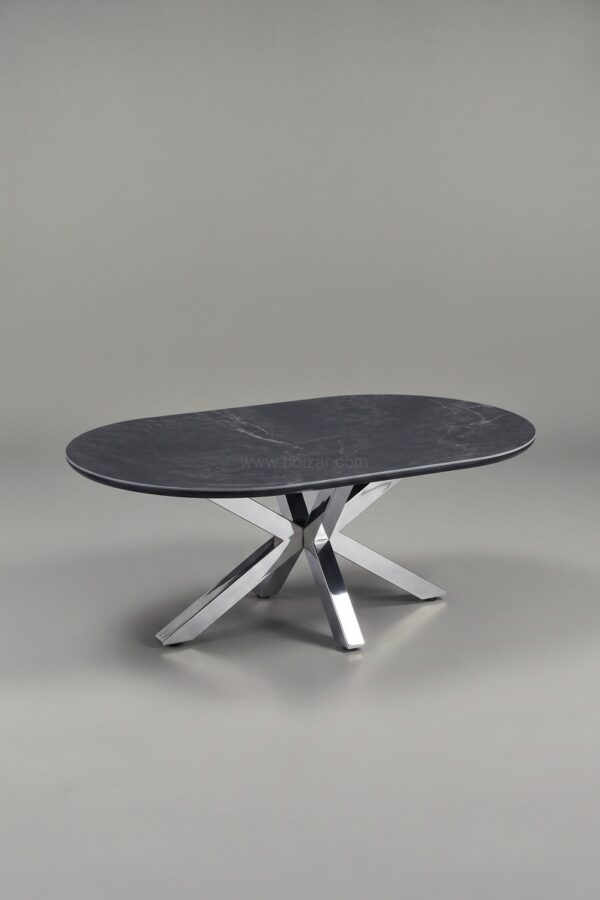 TABLE BASSE CERAMIQUE OPHELIA MARBRE BLANC CHROME - Tables basses