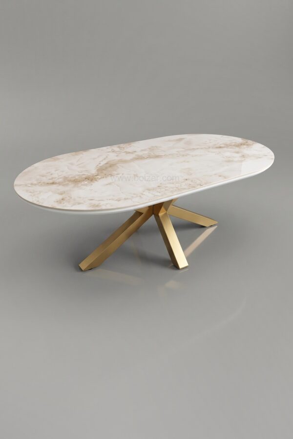 TABLE BASSE CERAMIQUE OPHELIA MARBRE BLANC DORE - Tables basses