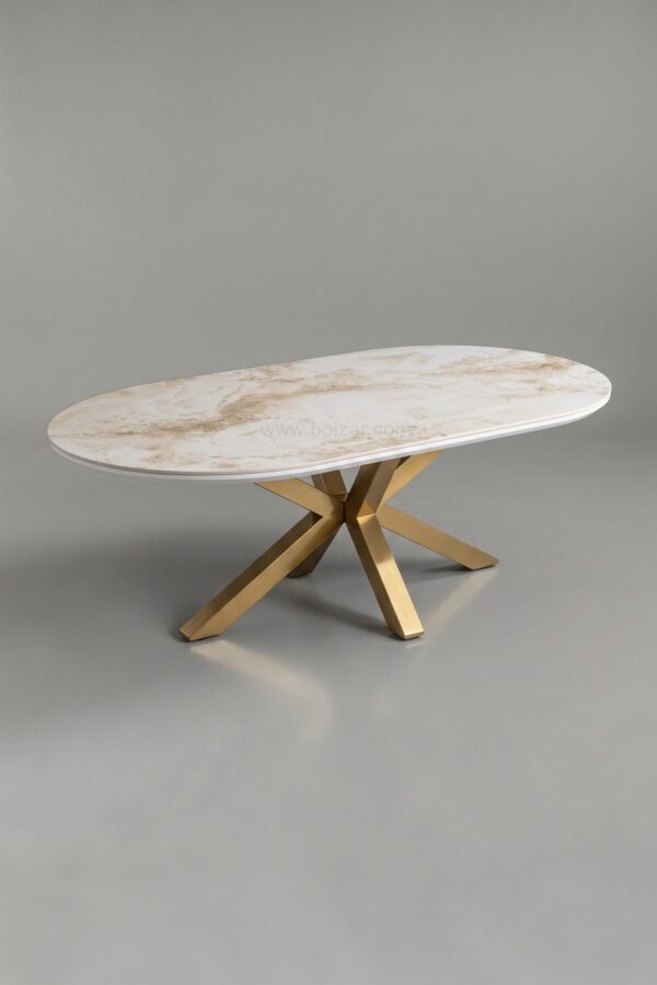 TABLE BASSE CERAMIQUE OPHELIA MARBRE BLANC DORE - Tables basses
