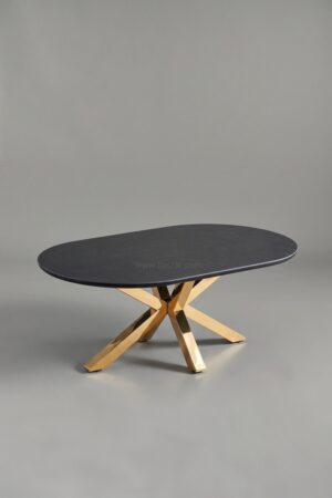 TABLE BASSE CERAMIQUE OPHELIA MARBRE BLANC DORE - Tables basses