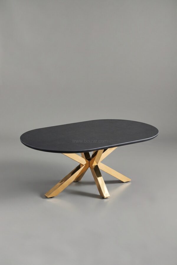 TABLE BASSE CERAMIQUE OPHELIA MARBRE BLANC DORE - Tables basses