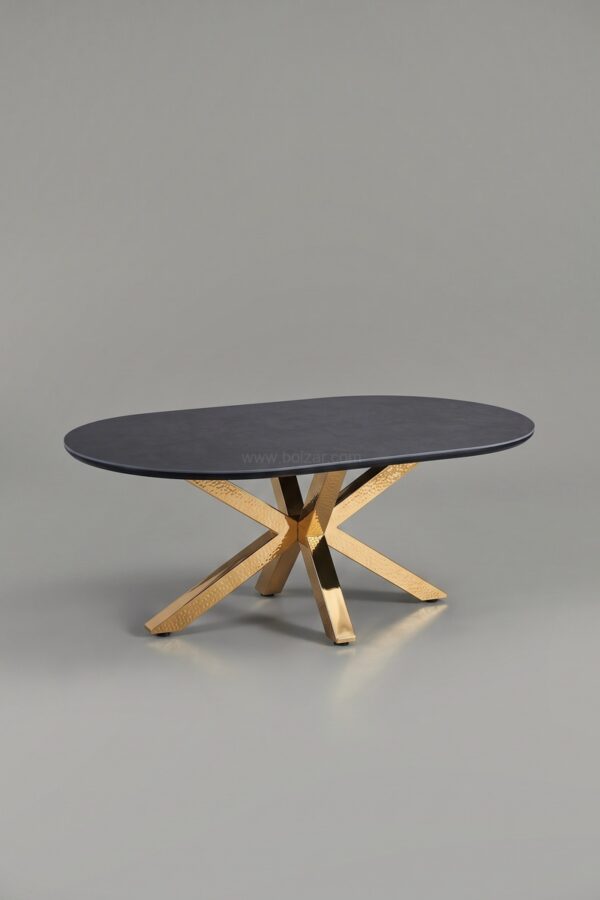 TABLE BASSE CERAMIQUE OPHELIA MARBRE BLANC DORE - Tables basses