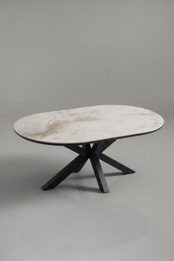 TABLE BASSE CERAMIQUE OPHELIA NOIR PIED NOIR - Tables basses