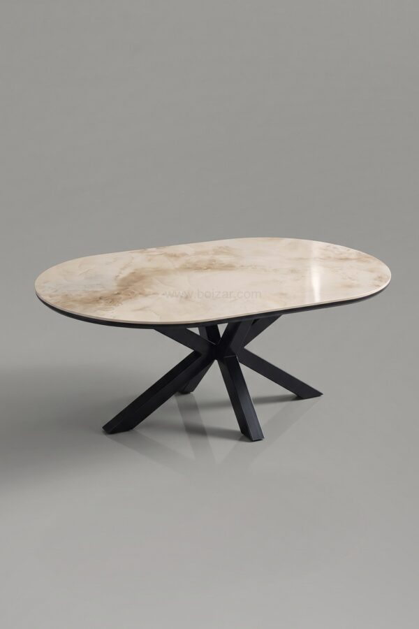 TABLE BASSE CERAMIQUE OPHELIA NOIR PIED NOIR - Tables basses