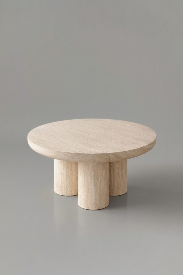 TABLE BASSE EFFET TRAVERTIN MAYA 90CM - Tables basses