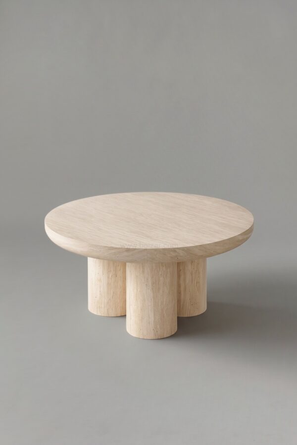 TABLE BASSE EFFET TRAVERTIN MAYA 90CM - Tables basses