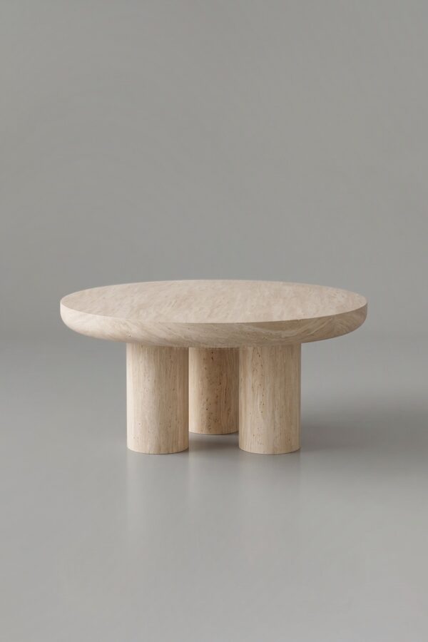 TABLE BASSE EFFET TRAVERTIN MAYA 90CM - Tables basses