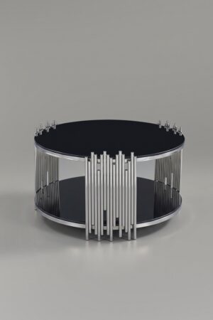 TABLE BASSE ROMEO ROND BLANC CHROME - Tables basses