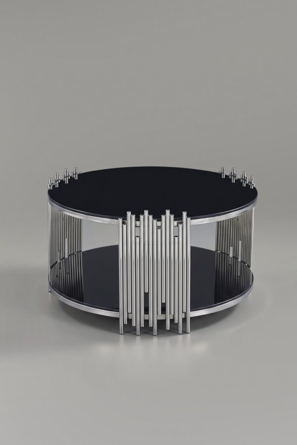 TABLE BASSE ROMEO ROND BLANC CHROME - Tables basses