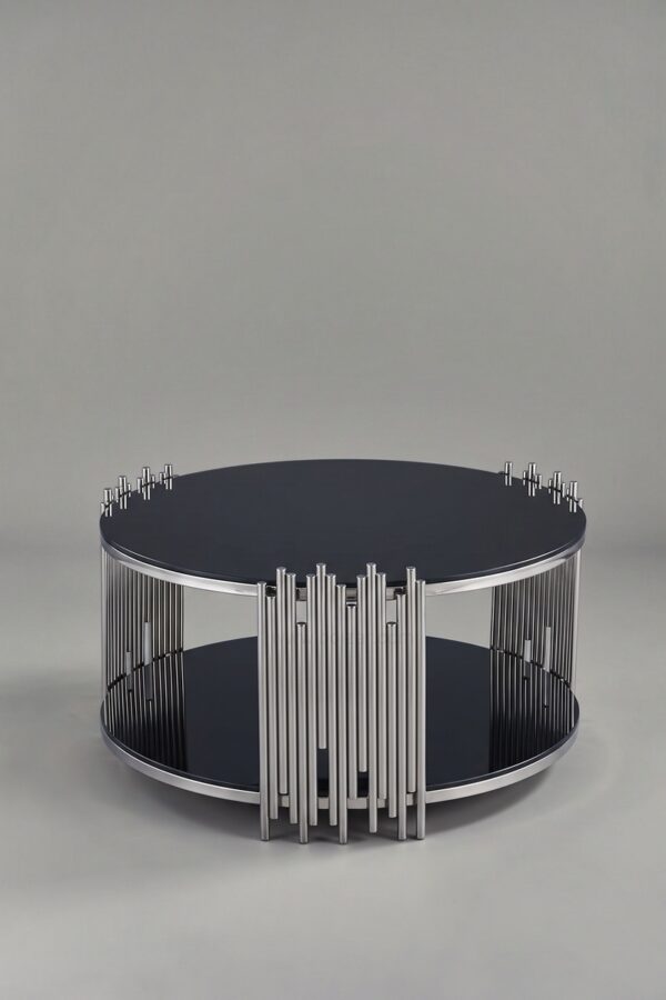 TABLE BASSE ROMEO ROND BLANC CHROME - Tables basses