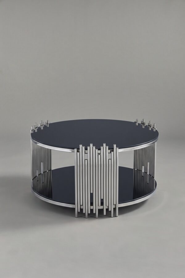 TABLE BASSE ROMEO ROND BLANC CHROME - Tables basses