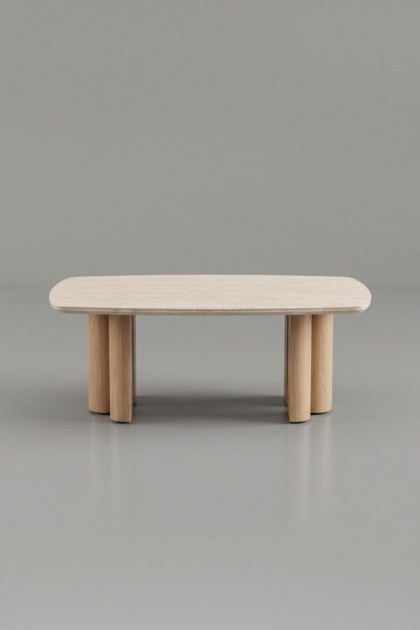 TABLE BASSE TRINITY CÉRAMIQUE HÊTRE MARBRE BEIGE 120 - Tables basses