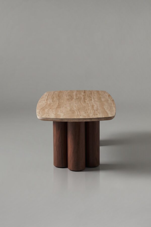 TABLE BASSE TRINITY CÉRAMIQUE HÊTRE MARBRE BEIGE 120 - Tables basses