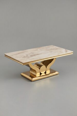 TABLE BASSE TROPHEE DORE MARBRE - Tables basses
