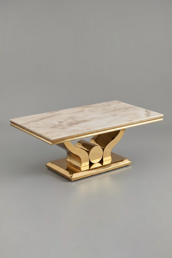 TABLE BASSE TROPHEE DORE MARBRE - Tables basses