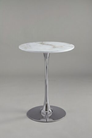 TABLE DE BAR ROSA PIED CHROME - Tables à manger