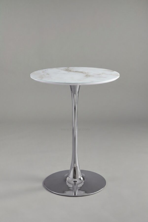 TABLE DE BAR ROSA PIED CHROME - Tables à manger