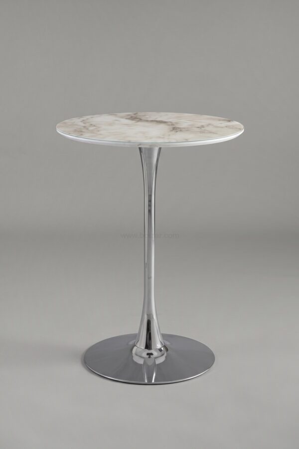 TABLE DE BAR ROSA PIED CHROME - Tables à manger