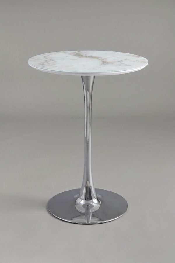 TABLE DE BAR ROSA PIED CHROME - Tables à manger