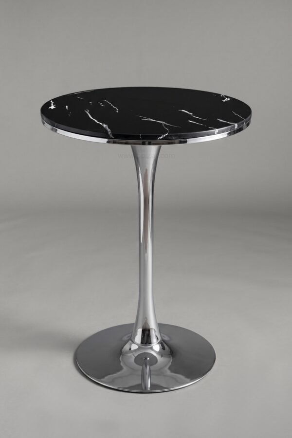TABLE DE BAR ROSA PIED CHROME - Tables à manger