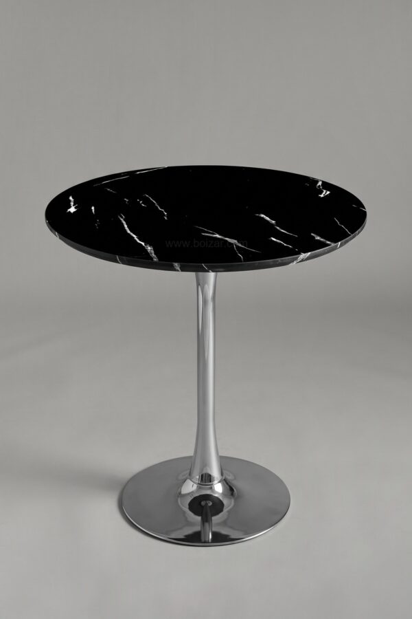 TABLE DE BAR ROSA PIED CHROME - Tables à manger