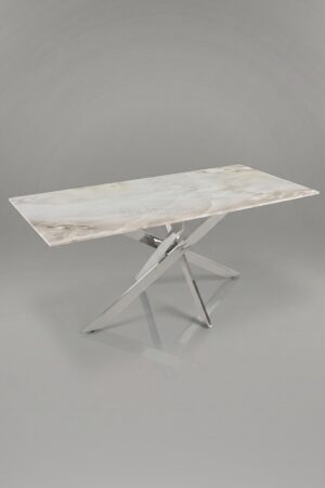 TABLE OLIVIA RECTANGULAIRE MARBRE CHROME 150 - Tables à manger