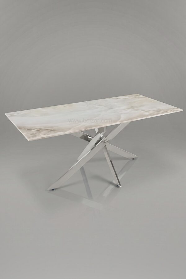 TABLE OLIVIA RECTANGULAIRE MARBRE CHROME 150 - Tables à manger