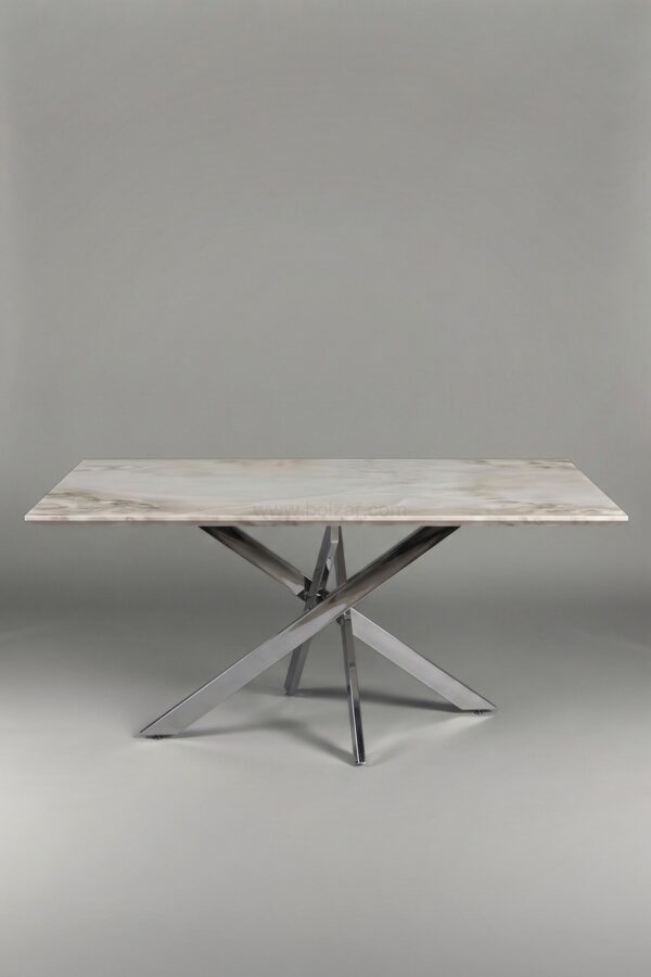 TABLE OLIVIA RECTANGULAIRE MARBRE CHROME 150 - Tables à manger