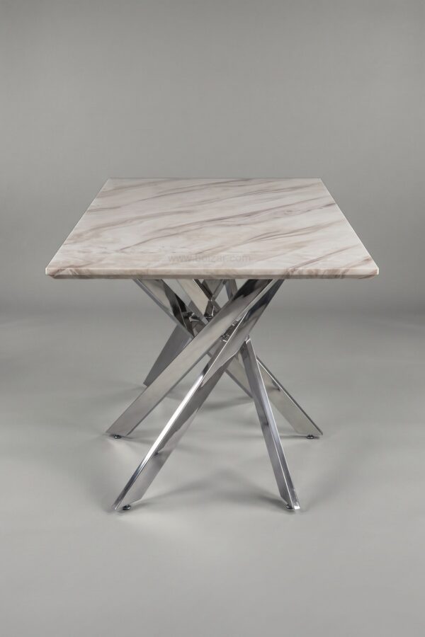 TABLE OLIVIA RECTANGULAIRE MARBRE CHROME 150 - Tables à manger