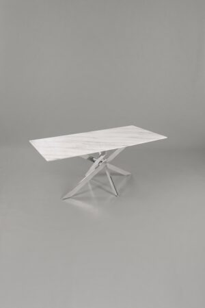 TABLE OLIVIA RECTANGULAIRE MARBRE CHROME 150 - Tables à manger