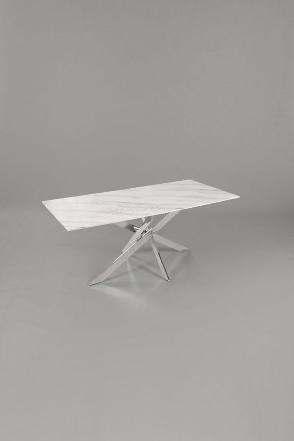 TABLE OLIVIA RECTANGULAIRE MARBRE CHROME 150 - Tables à manger