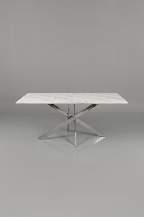 TABLE OLIVIA RECTANGULAIRE MARBRE CHROME 150 - Tables à manger