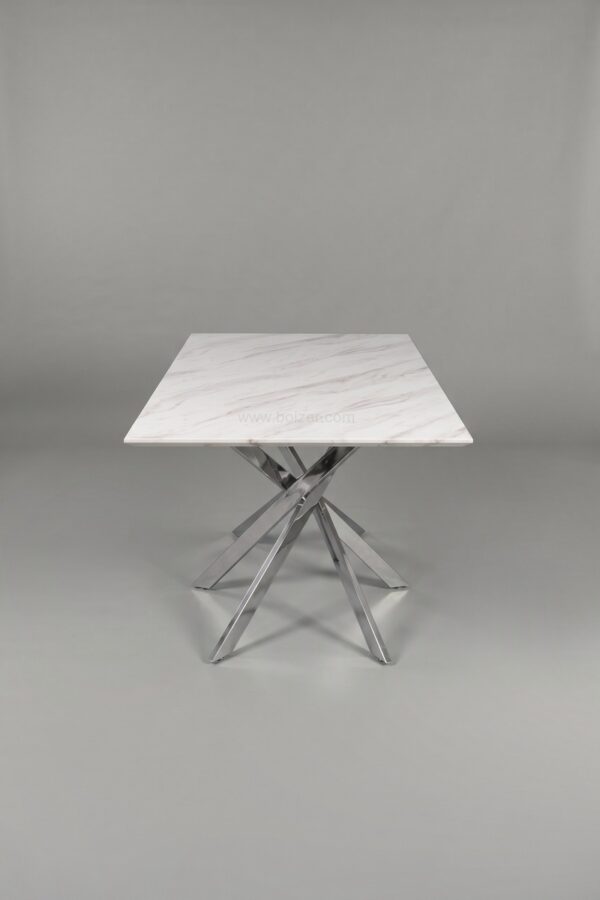 TABLE OLIVIA RECTANGULAIRE MARBRE CHROME 150 - Tables à manger