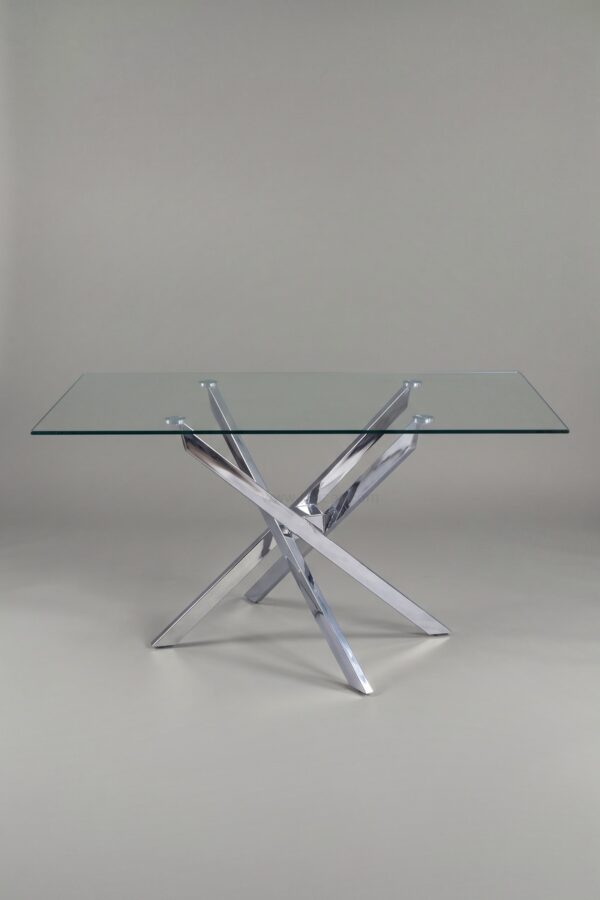 TABLE OLIVIA RECTANGULAIRE TRANSPARENT CHROME 150 - Tables à manger