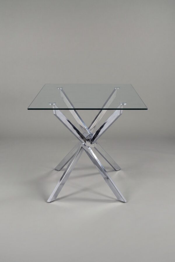 TABLE OLIVIA RECTANGULAIRE TRANSPARENT CHROME 150 - Tables à manger