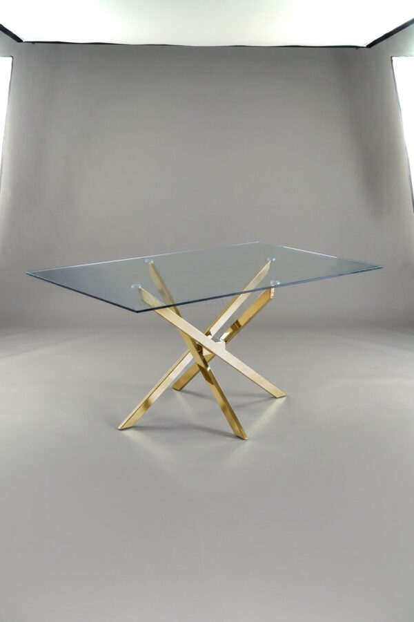 TABLE OLIVIA RECTANGULAIRE TRANSPARENT DORE 150 - Tables à manger